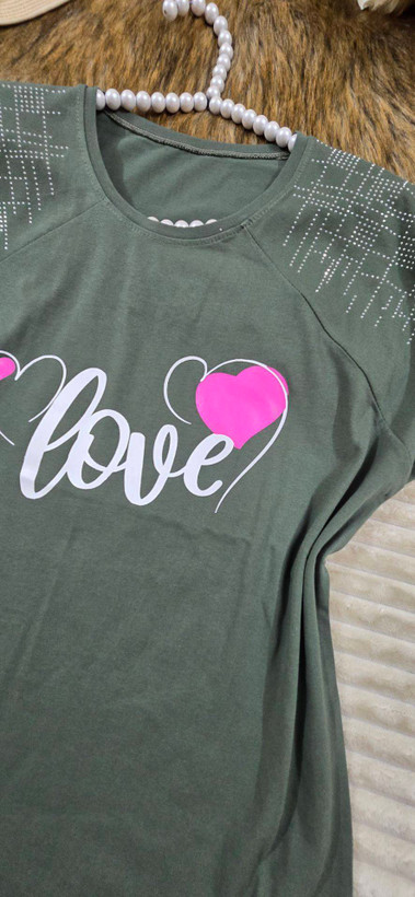 تیشرت باکسی نگینی با طرح love با دوخت تضمینی😎👌🏻کد20947 سارین
