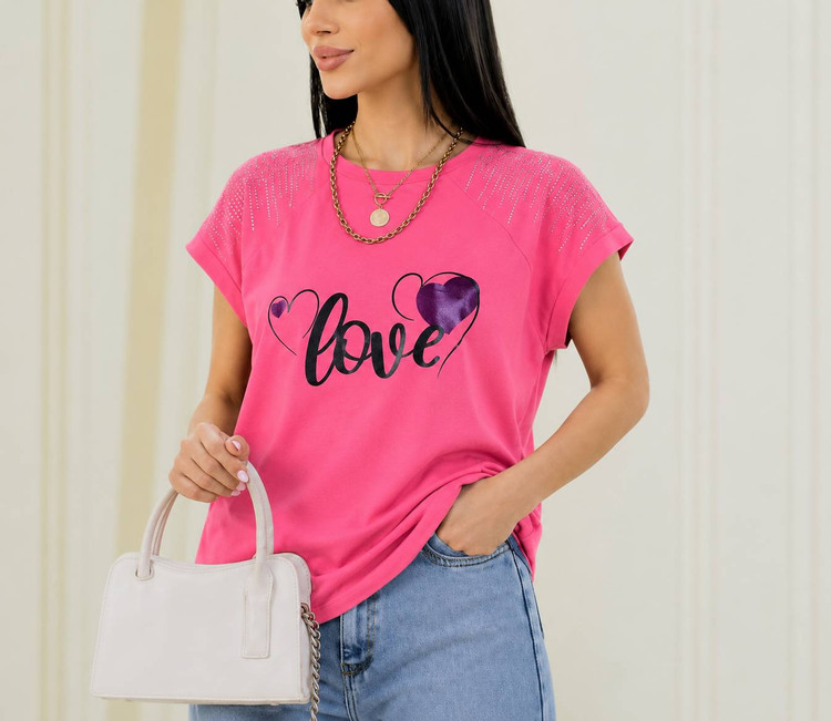 تیشرت باکسی نگینی با طرح love با دوخت تضمینی😎👌🏻کد20947 سارین