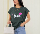 تیشرت باکسی نگینی با طرح love با دوخت تضمینی😎👌🏻کد20947 سارین