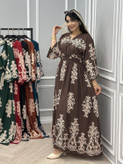 پیراهن بلند ساحلی ترمه سبک و خنک در رنگ بندی کد 20953 چیچک