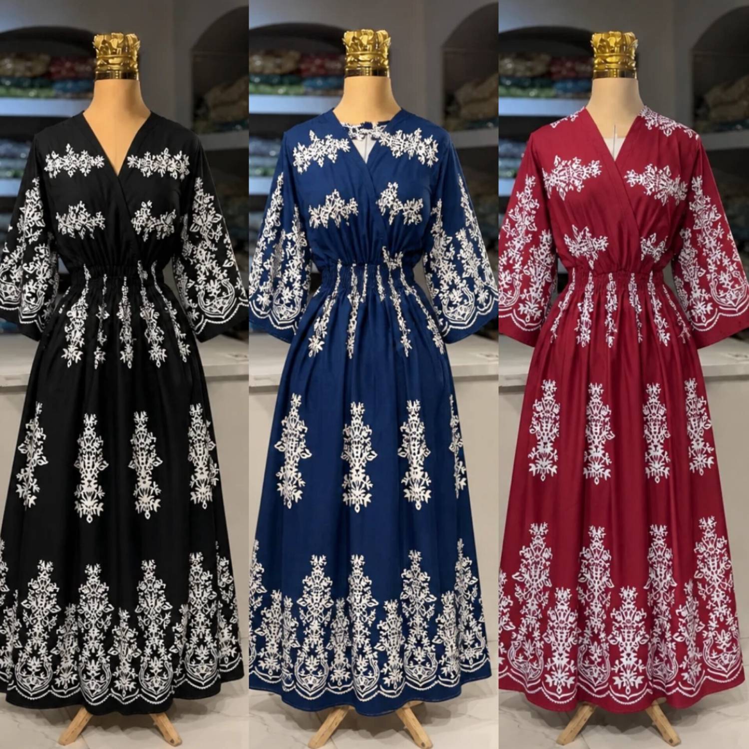پیراهن بلند ساحلی ترمه سبک و خنک در رنگ بندی کد 20953 چیچک