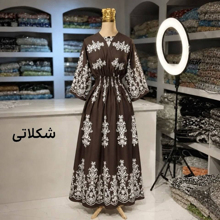 پیراهن بلند ساحلی ترمه سبک و خنک در رنگ بندی کد 20953 چیچک