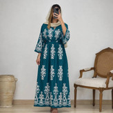 پیراهن بلند ساحلی ترمه سبک و خنک در رنگ بندی کد 20953 چیچک