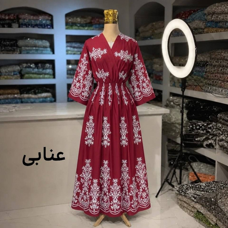 پیراهن بلند ساحلی ترمه سبک و خنک در رنگ بندی کد 20953 چیچک