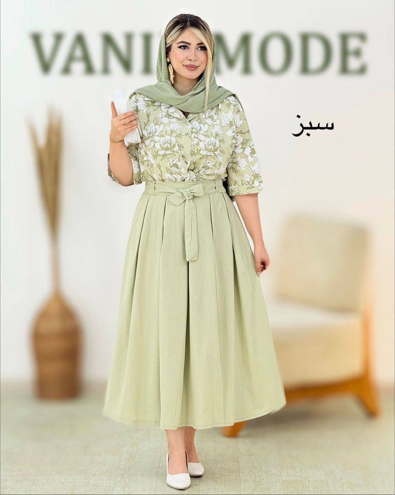 شومیز دامن وانیک تنخور زیبا و رنگ بندی شیک 🎀❤️کد 21055 ماه بانو
