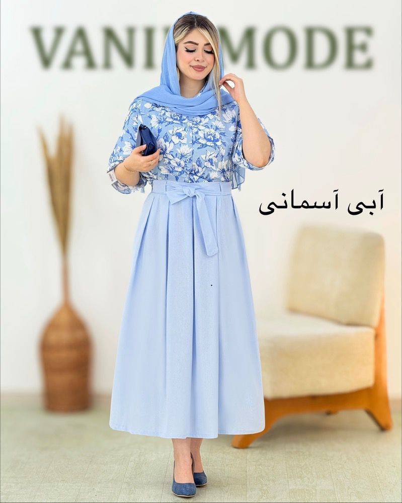 شومیز دامن وانیک تنخور زیبا و رنگ بندی شیک 🎀❤️کد 21055 ماه بانو