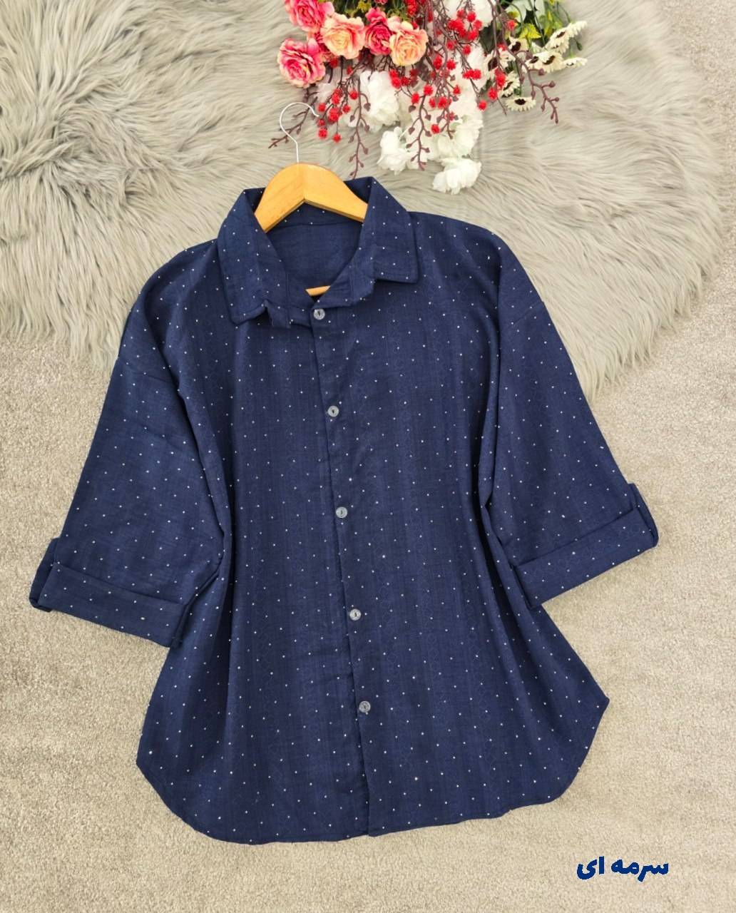 شومیز نگینی چکاوک در رنگ بندی زیبا و شیک 🎀🥰کد21044 کلار