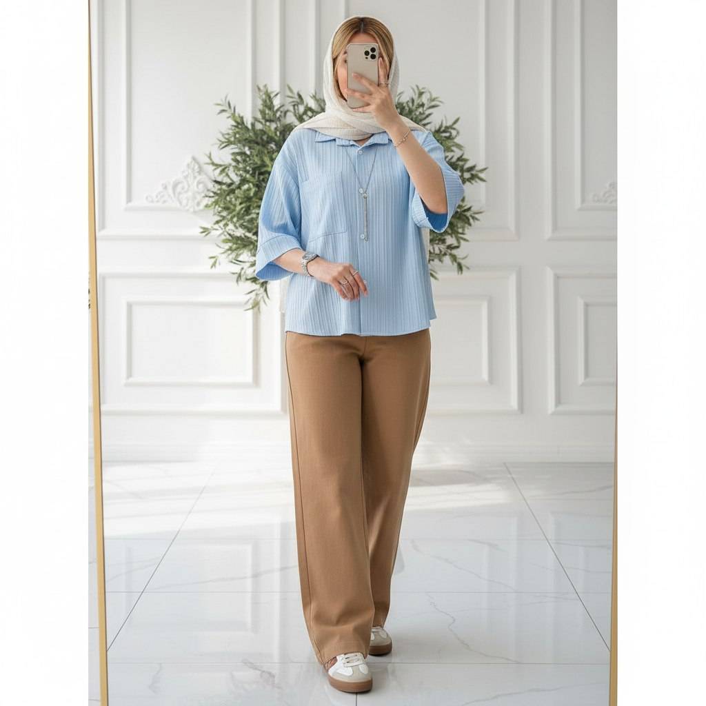 شومیز مانتویی باکسی لاویا کیفیت عالی ✅😍ساتین