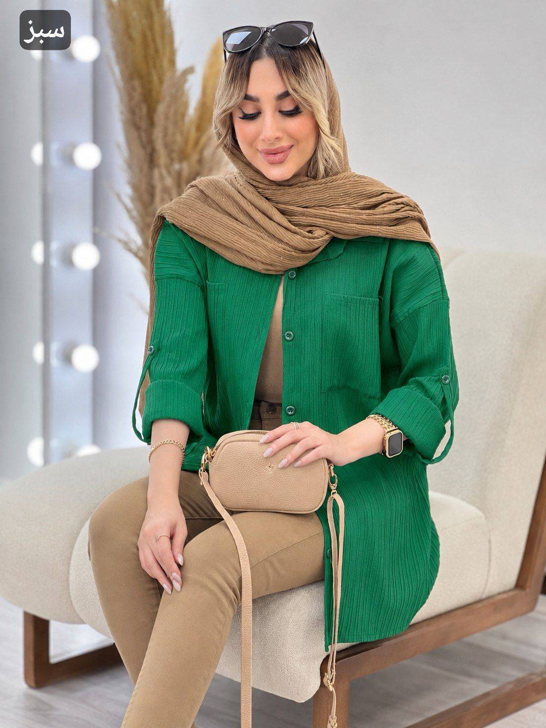 شومیز مانتویی نیکا جدید با کیفیت عالی کد 100760 ارغوان