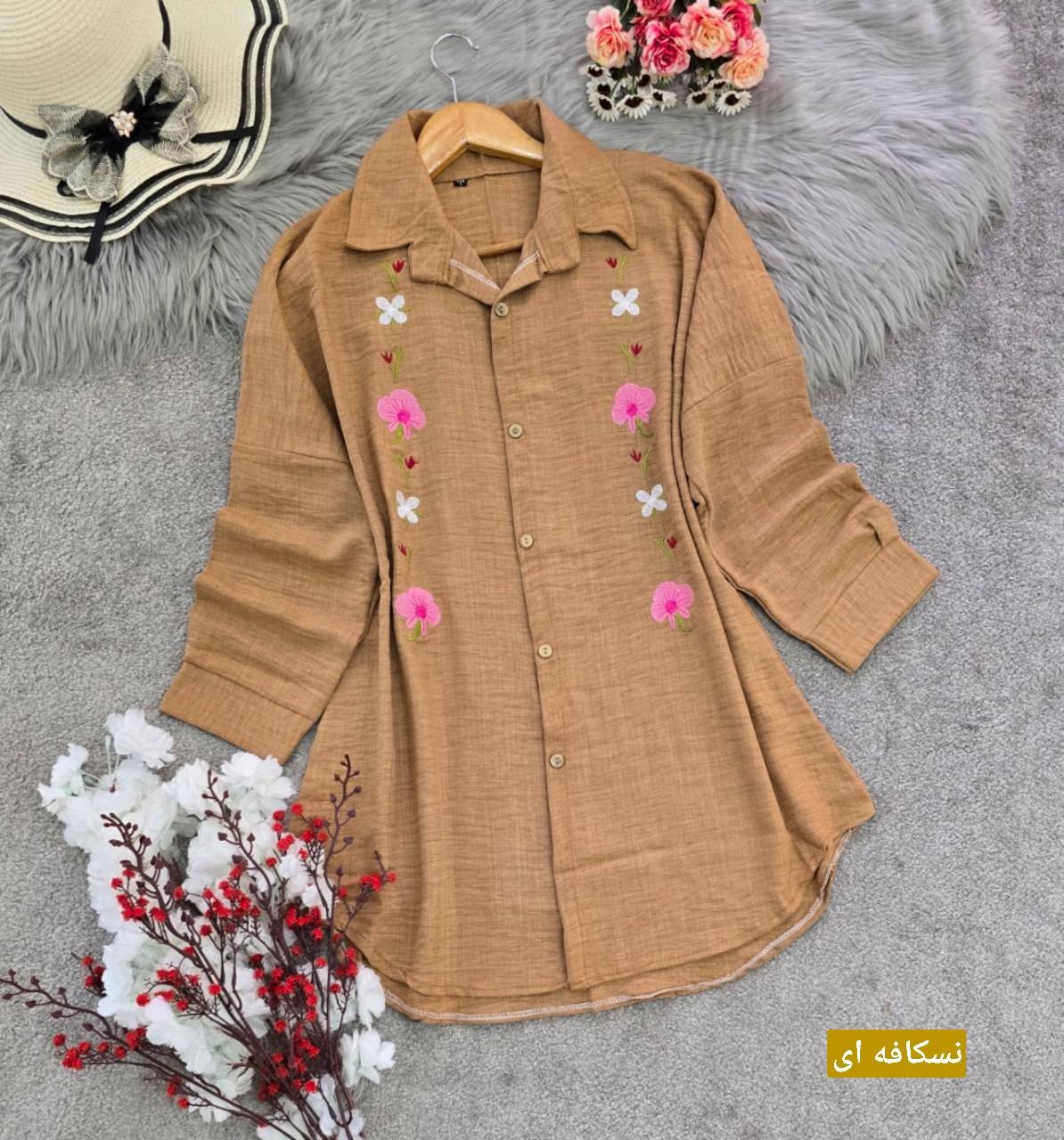 شومیز مانتویی شبدر با جنس شانتون 🎀💯🛍۸۱۴۳والیا