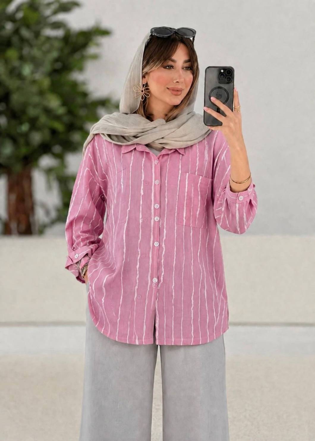 مانتو راه راه بنفشه با تنخور شیک😎✅✨کد 21084 سارین