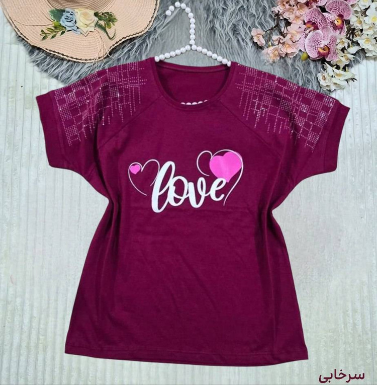 تیشرت باکسی نگینیLOVE در رنگ بندی کد 75991 تارا