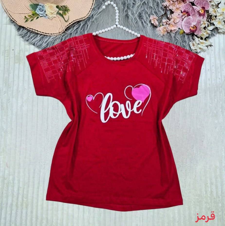 تیشرت باکسی نگینیLOVE در رنگ بندی کد 75991 تارا