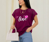 تیشرت باکسی نگینیLOVE در رنگ بندی کد 75991 تارا