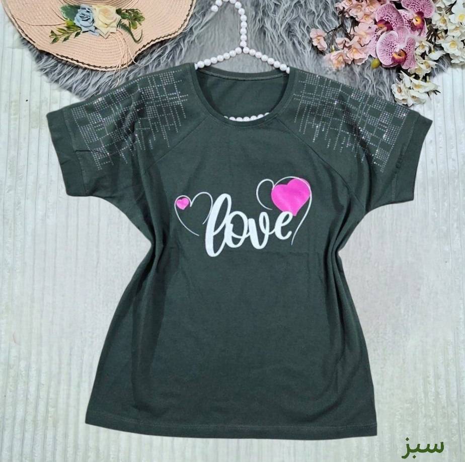 تیشرت باکسی نگینیLOVE در رنگ بندی کد 75991 تارا