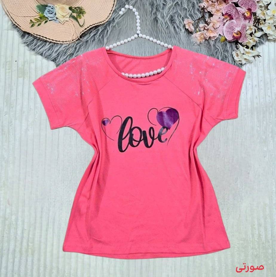 تیشرت باکسی نگینیLOVE در رنگ بندی کد 75991 تارا