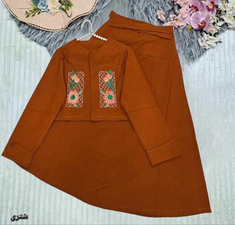ست کت و دامن گلدوزی جذاب با کیفیت عالی در رنگ بندی کد 75992 تارا