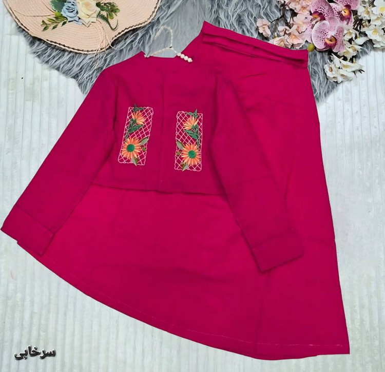 ست کت و دامن گلدوزی جذاب با کیفیت عالی در رنگ بندی کد 75992 تارا