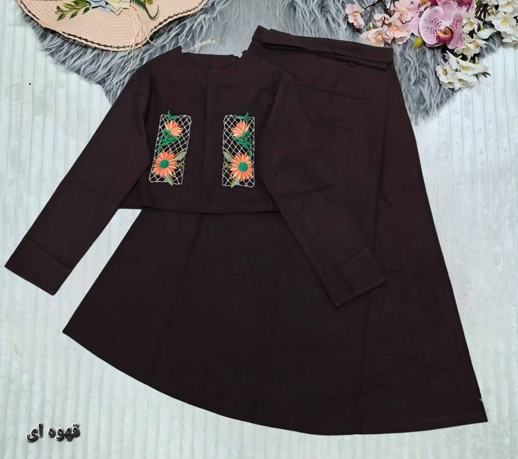 ست کت و دامن گلدوزی جذاب با کیفیت عالی در رنگ بندی کد 75992 تارا