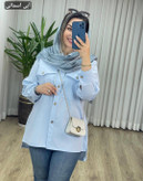 شومیز مانتویی روبی کتان لنین نچرال در رنگ بندی کد 21083 شایسته