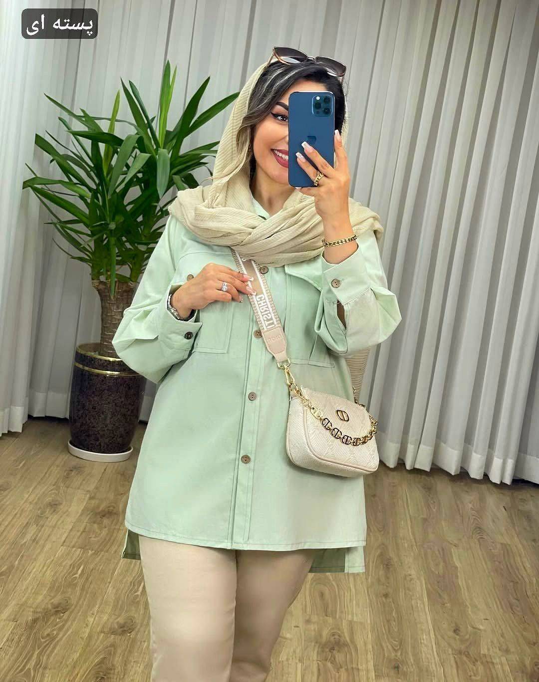 شومیز مانتویی روبی کتان لنین نچرال در رنگ بندی کد 21083 شایسته
