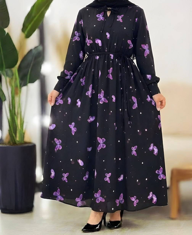 پیراهن بلند طرح پروانه با کیفیت🤩🦋✨کد 474 حدیث