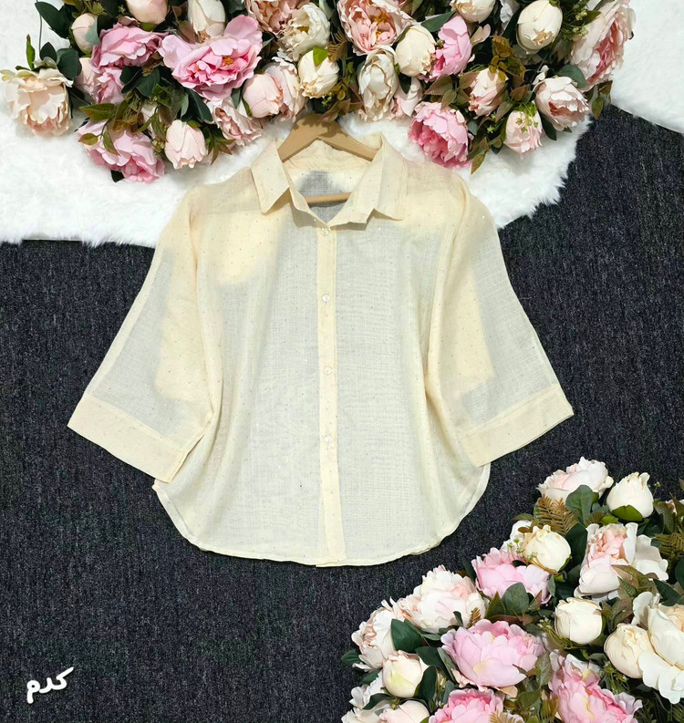 شومیز باکسی شیشهای نگینی جنس اعلا😍💕🌸کد 21090 مدلند