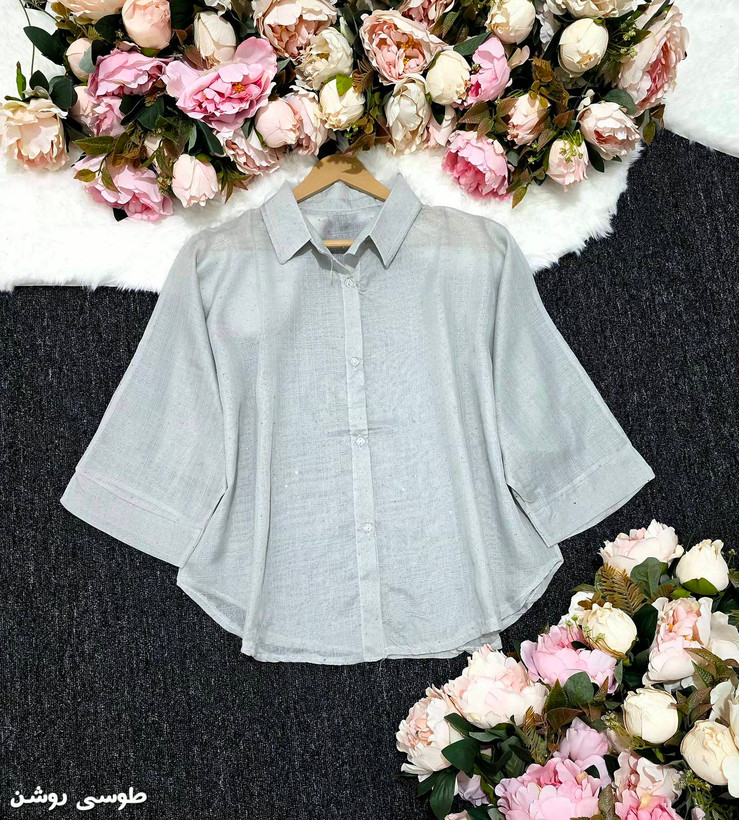 شومیز باکسی شیشهای نگینی جنس اعلا😍💕🌸کد 21090 مدلند