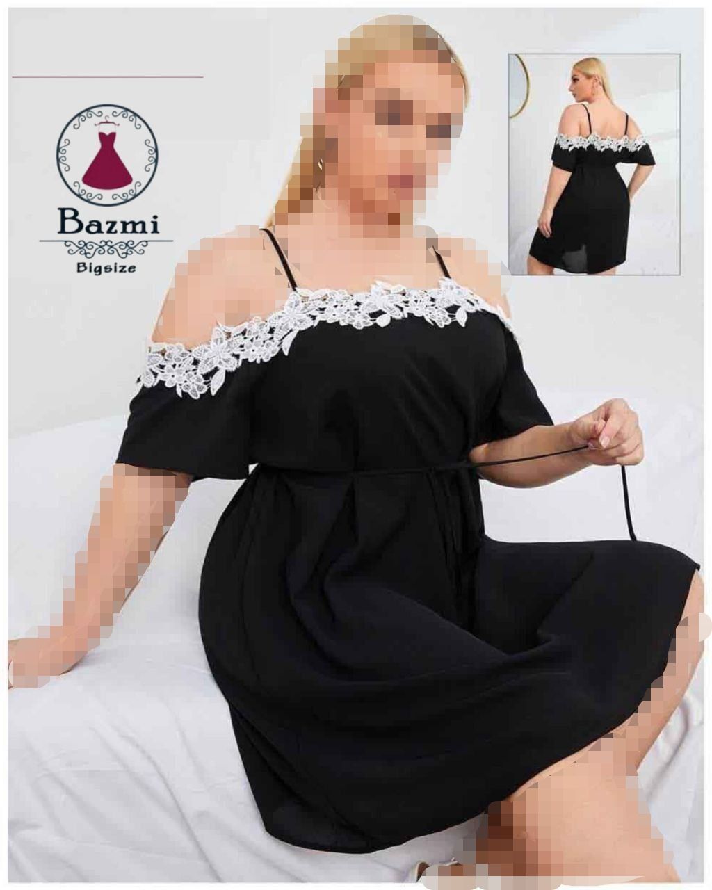پیراهن عروسکی یقه گیپور با جنس جودون 💞🛍🌈۵۵۱۲ سایز بزرگ بزمی