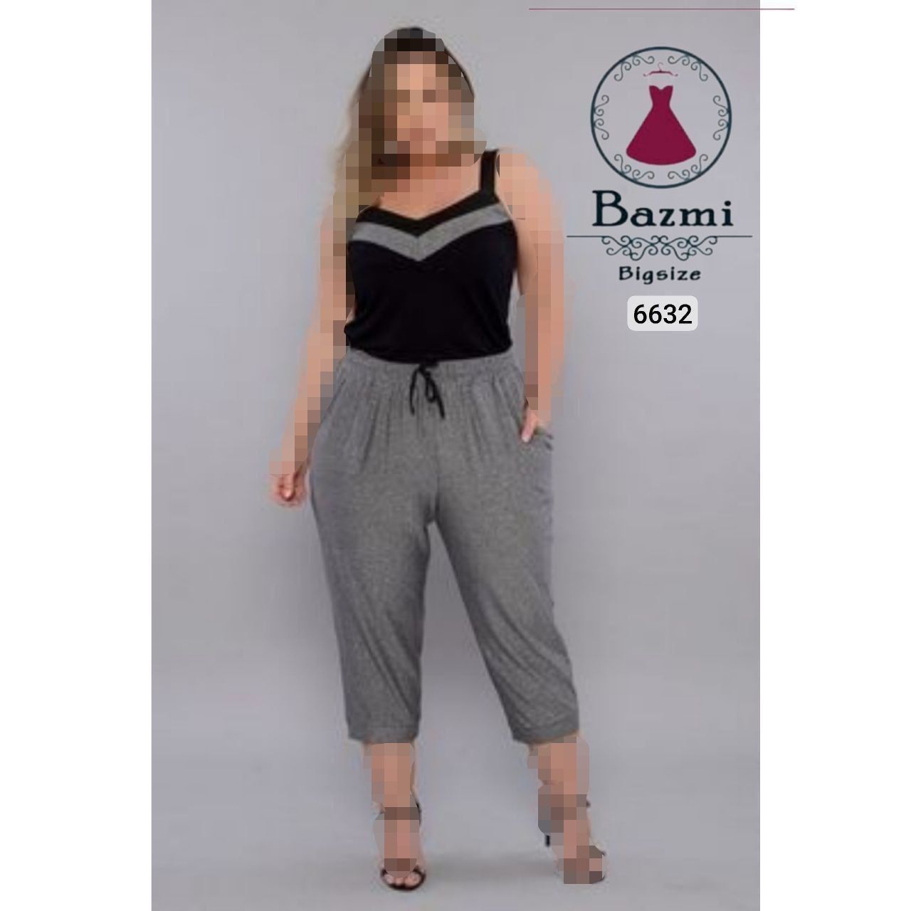 ست تاپ شورتک ملانژ نخی کشی 🌈💞🛍۶۶۳۲ سایز بزرگ بزمی