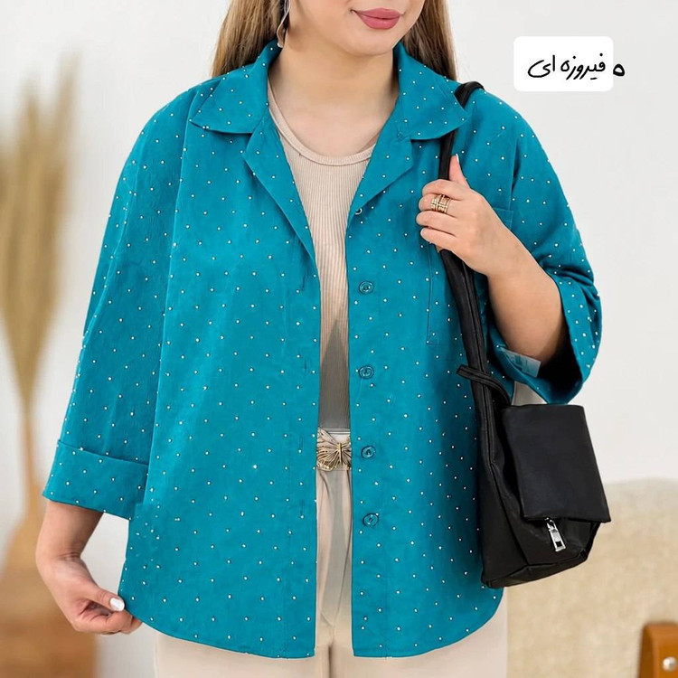 شومیز نگین دار با جنس خنک😎🌸✨کد 15725 طاها