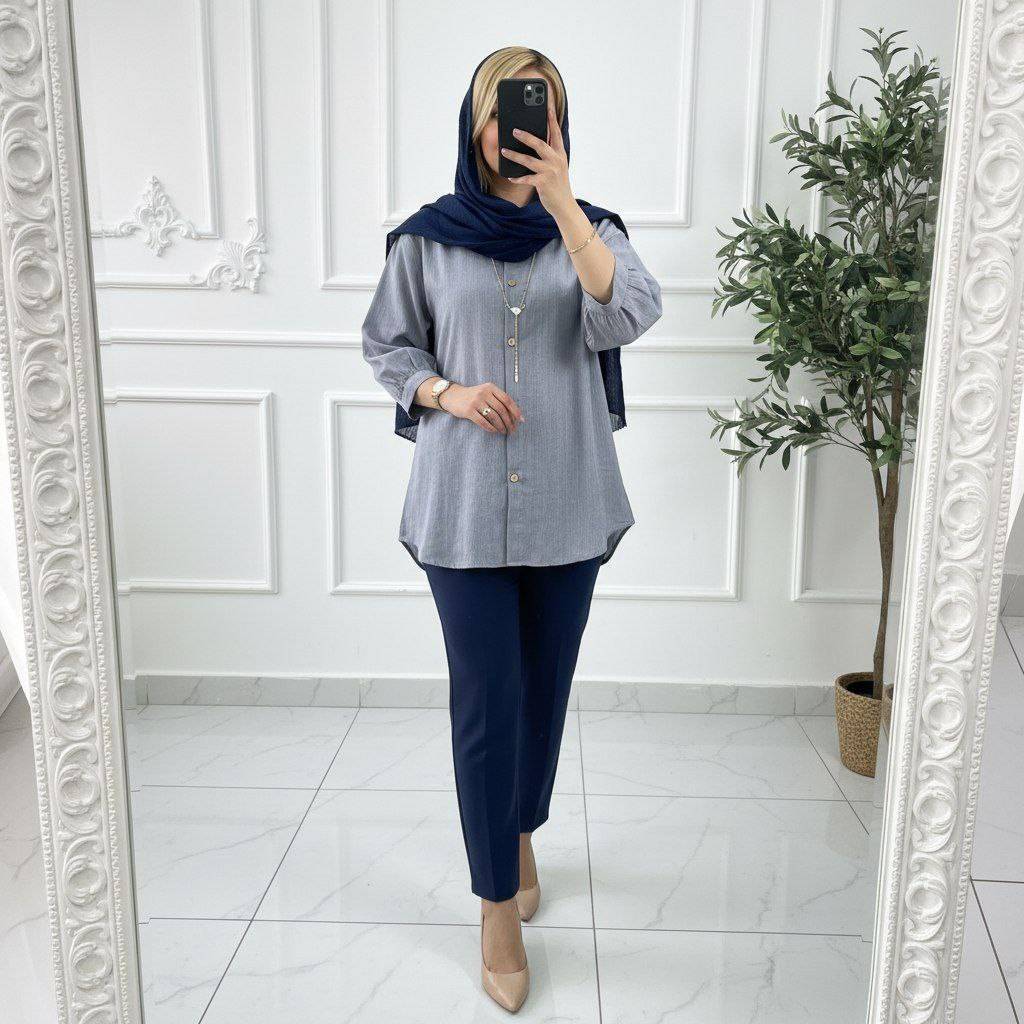 شومیز مانتویی آبشاری ماهیل با جنس خنک و راحت🥰♥کد 513 شانی