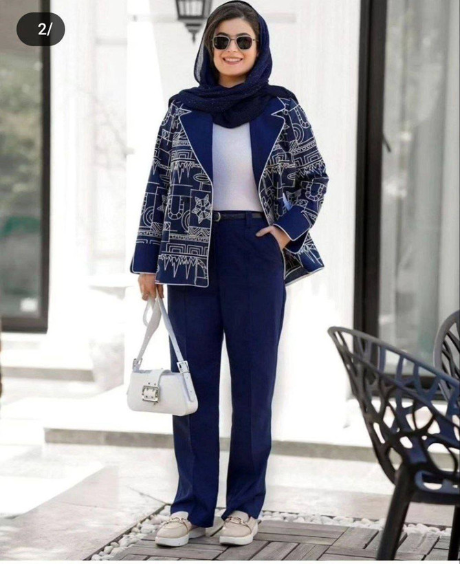 ست مانتو شلوار ابریشم با جنس مازراتی😎✅✨کد 14051 طاها