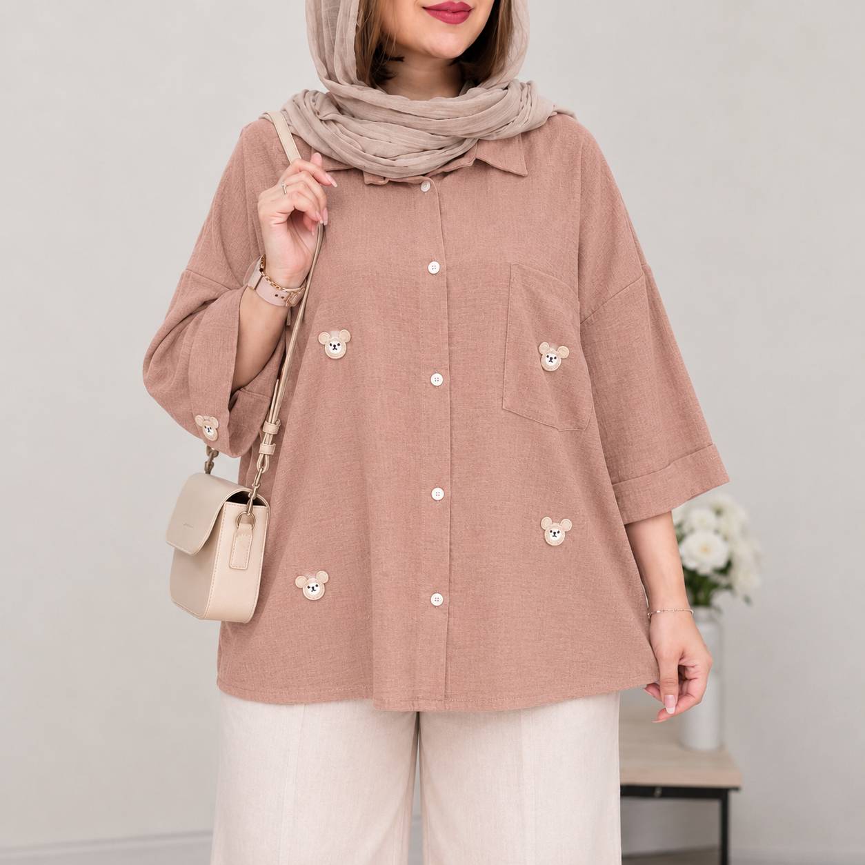 شومیز شلوار تدی تنخور زیبا و رنگ بندی شیک 😍🎀کد570 آدراپانا