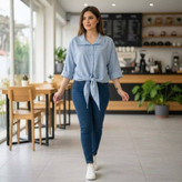 شومیز گره ای رنگ بندی زیبا تنخور زیبا و شیک 🎀🥰شهرزاد بانو