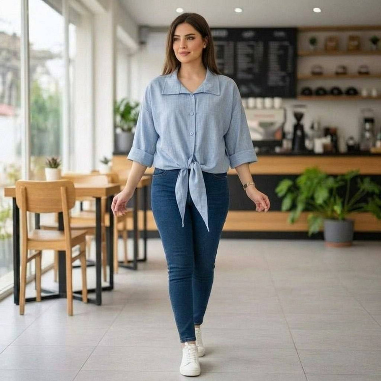 شومیز گره ای رنگ بندی زیبا تنخور زیبا و شیک 🎀🥰شهرزاد بانو