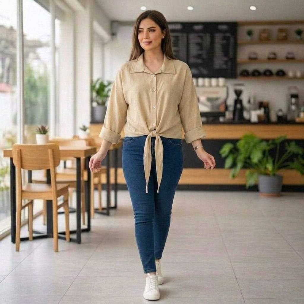 شومیز گره ای رنگ بندی زیبا تنخور زیبا و شیک 🎀🥰شهرزاد بانو
