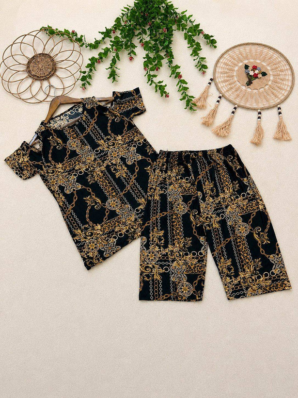 ست تاپ و شلوارک ژوبین ویسکوز الیزه فول کش در دو طرح کد 21147 شایسته