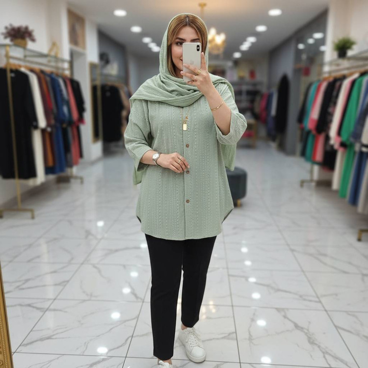 شومیز کوک دوزی مراکشی درجه یک در رنگ بندی کد 13859 والیا