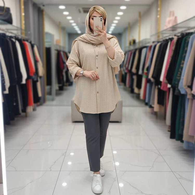 شومیز کوک دوزی مراکشی درجه یک در رنگ بندی کد 13859 والیا