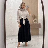 ست شومیز گره ای و دامن ستوده شومیز گل گچی و دامن شانتون کد 21088 والیا