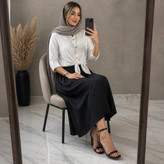 ست شومیز گره ای و دامن ستوده شومیز گل گچی و دامن شانتون کد 21088 والیا
