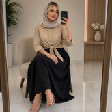 ست شومیز گره ای و دامن ستوده شومیز گل گچی و دامن شانتون کد 21088 والیا