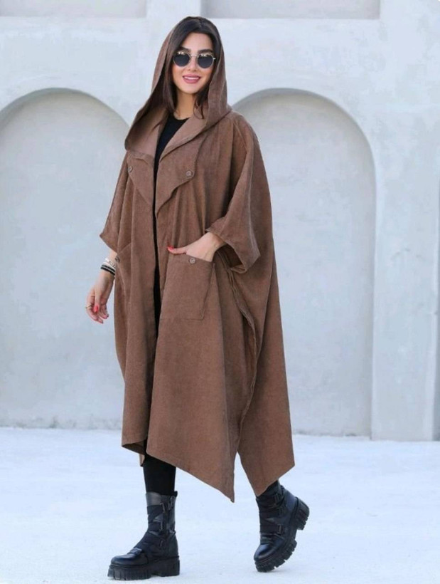 مانتو پانچ کلاه دار در رنگبندی عالی ❤️✅5241سیمون