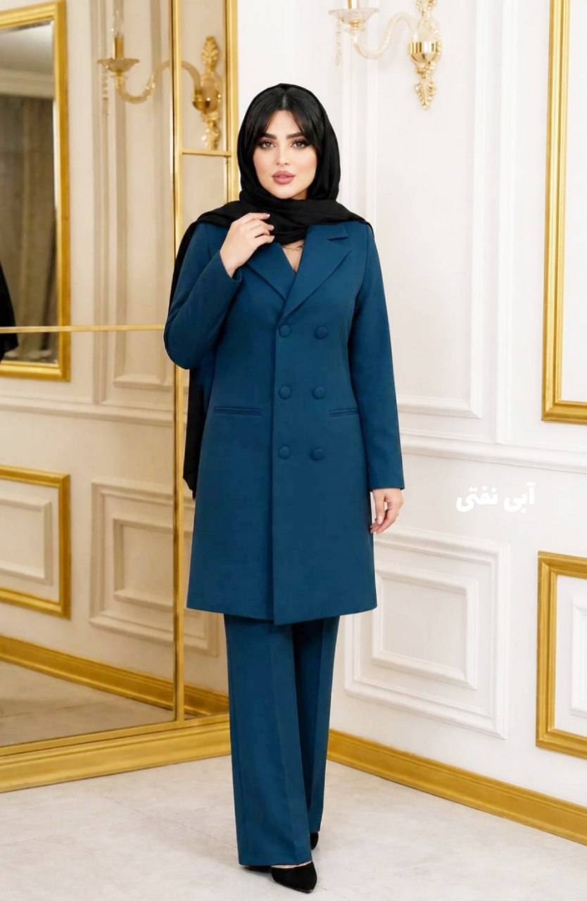 ست مانتو شلوار آسمان جنس مازراتی🥰🫰🏻کد 15947 ناز