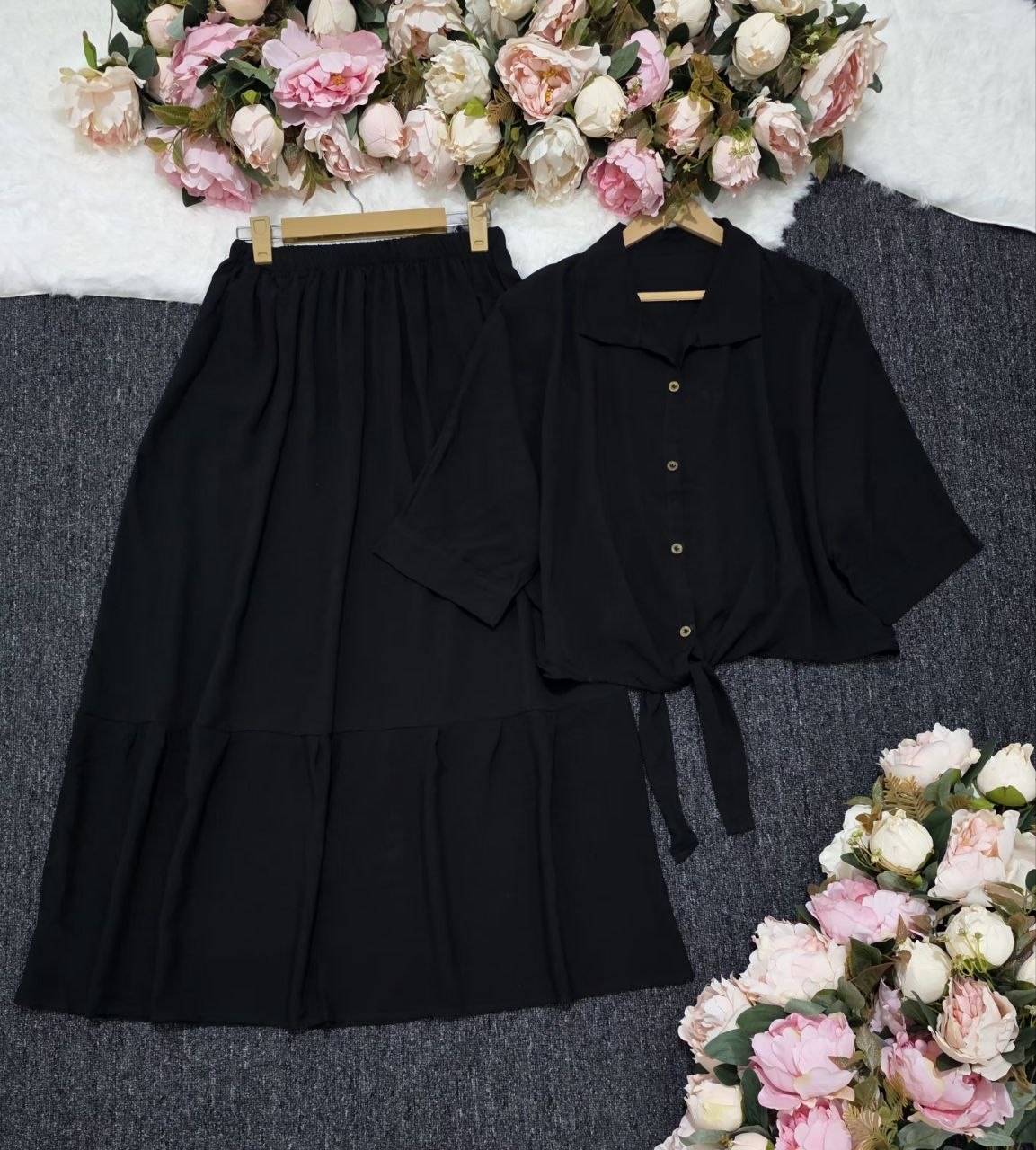 ست شومیز دامن حنانه جنس نخی😍❤کد 6109 آرات