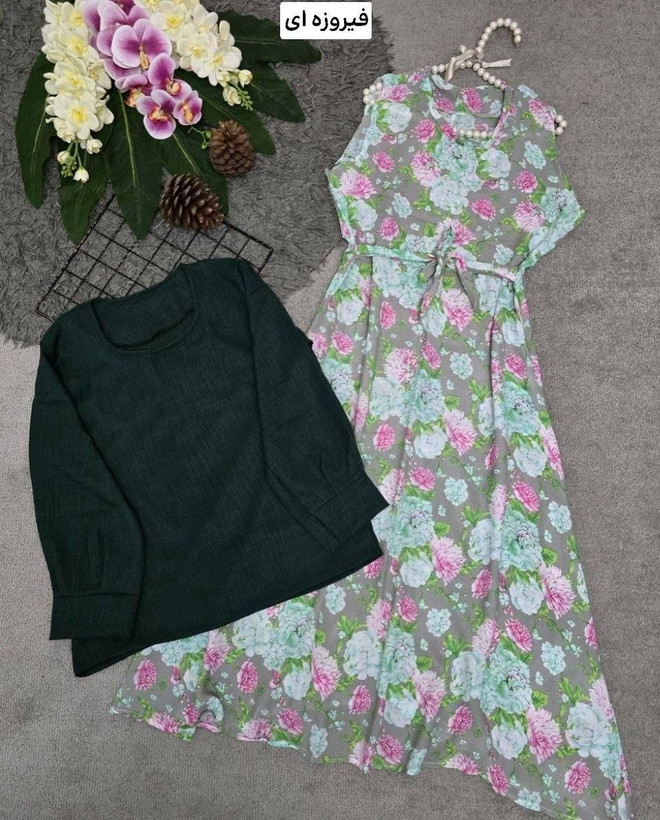 سارافون گل دار و شومیز ۲۱۲۲۵ نفیس🛍🌈🎀💯