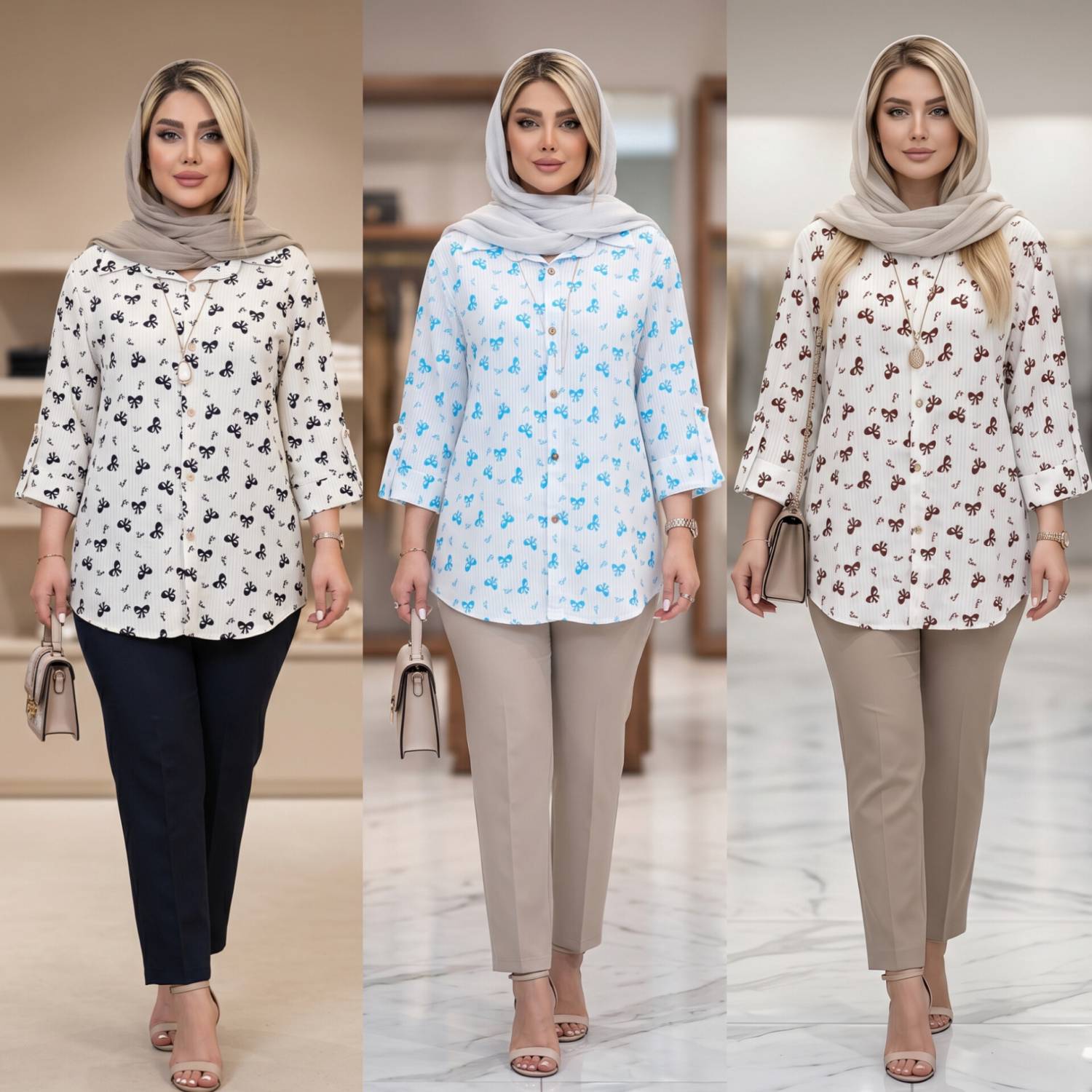 شومیز مانتویی دنیز 🌿 با پارچه کراش طرح‌دار ✅ با رنگ بندی و کیفیت عالی ✅والی19652