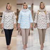 شومیز مانتویی دنیز 🌿 با پارچه کراش طرحدار ✅ با رنگ بندی و کیفیت عالی ✅والی19652