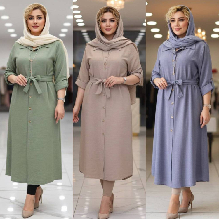 مانتوی بلند نگاه ✅با پارچه شانتون با کیفیت و رنگ بندی 🌿والی5421
